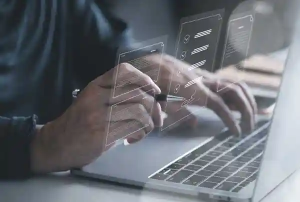 Man using digital electronic signature