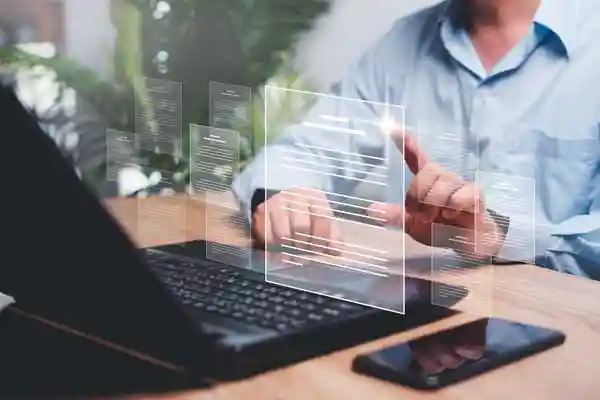Conceptual image of electronic paperless forms