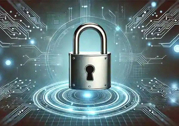 a lock on a digital background symbolizing data security